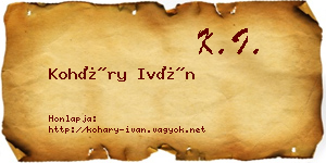 Koháry Iván névjegykártya