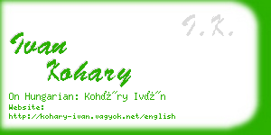 ivan kohary business card